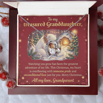 To My Granddaughter Necklace From Grandparent, Christmas Gift, Proud of You Gift for Granddaughter - Love Knot Necklace-LKN91197