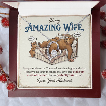 To My Wife Necklace From Husband, Funny Anniversary Gift, Romantic Gift for Her, Wife Gift - Love Knot Necklace-LKN80275