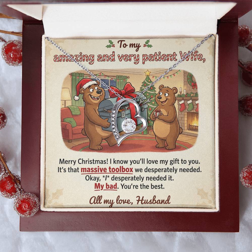 To My Wife Necklace From Husband - Funny Christmas Gift For Her, My Bad Toolbox Joke - Love Knot Necklace-LKN83749