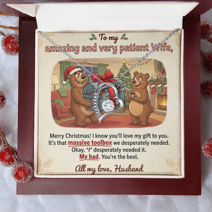 To My Wife Necklace From Husband - Funny Christmas Gift For Her, My Bad Toolbox Joke - Love Knot Necklace-LKN83749