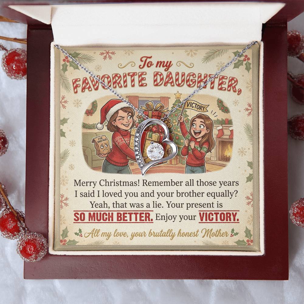 To My Daughter Necklace From Mother, Funny Christmas Gift For Favorite Daughter, Sibling Rivalry Gift - Love Knot Necklace-LKN41004