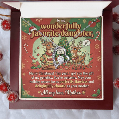 To My Daughter Necklace From Mother, Funny Christmas Gift, Holiday Gift for Daughter, Humorous Message Card, Love Knot Necklace-LKN64727