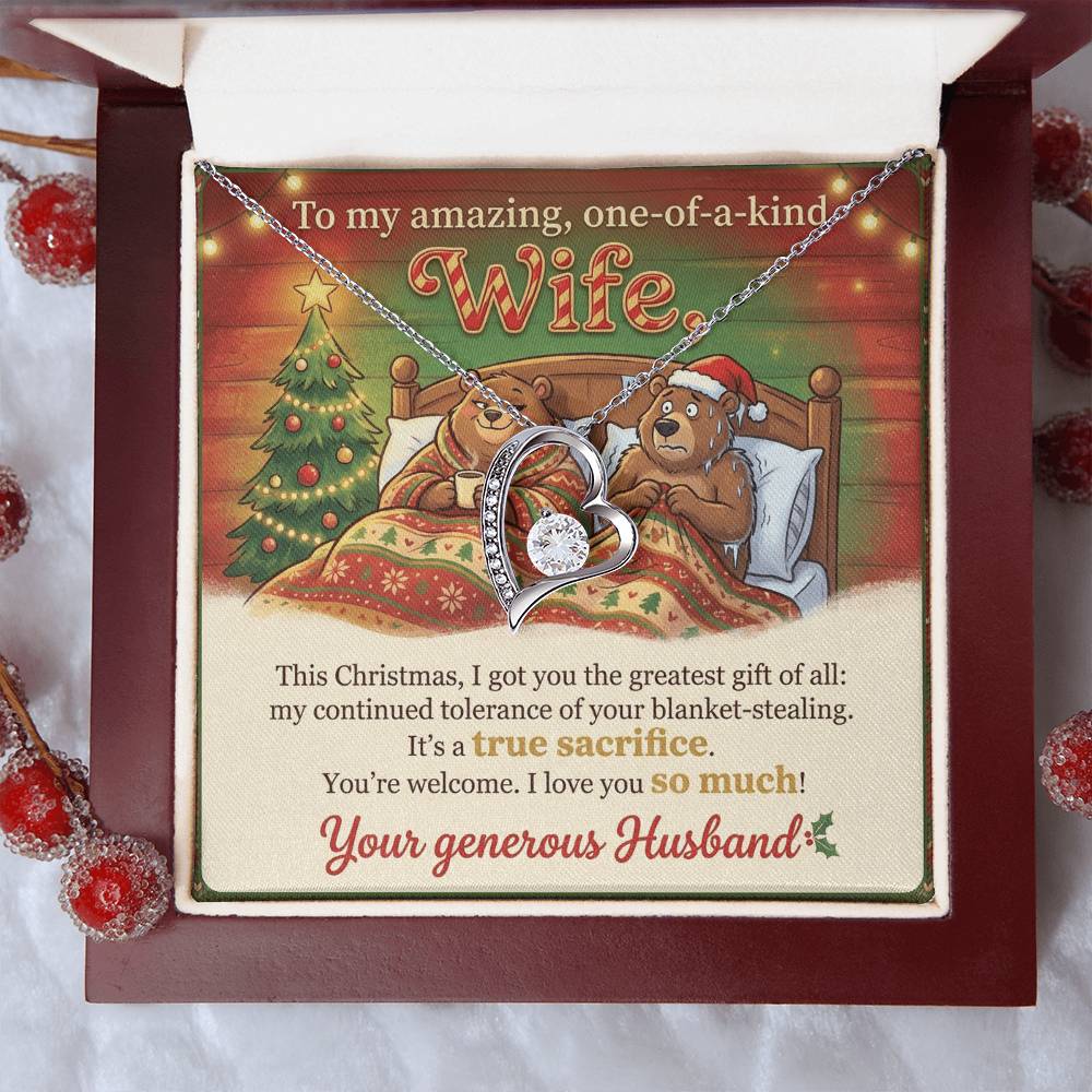 To My Wife Necklace From Husband, Funny Christmas Gift for Her, Holiday Present - Love Knot Necklace-LKN97291