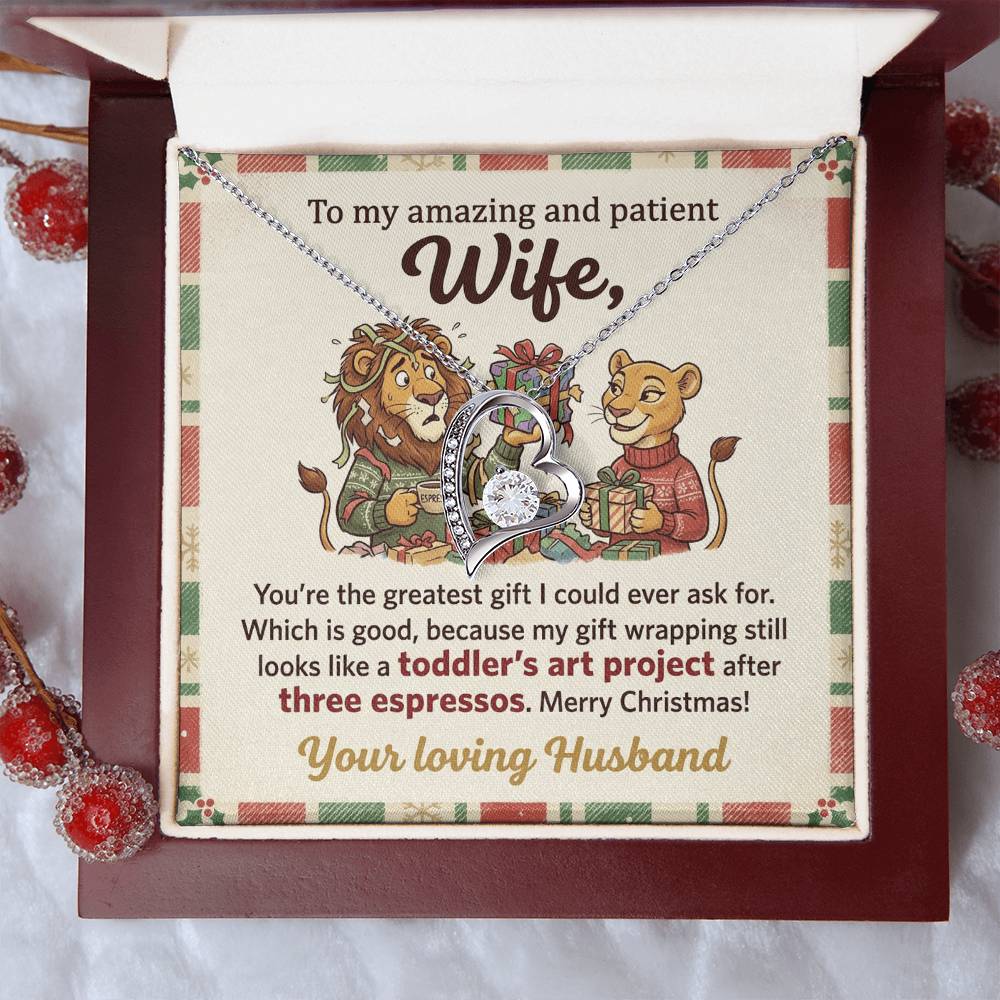 To My Wife Necklace From Husband, Funny Christmas Gift for Wife, Xmas Present, Love Knot Necklace-LKN48894