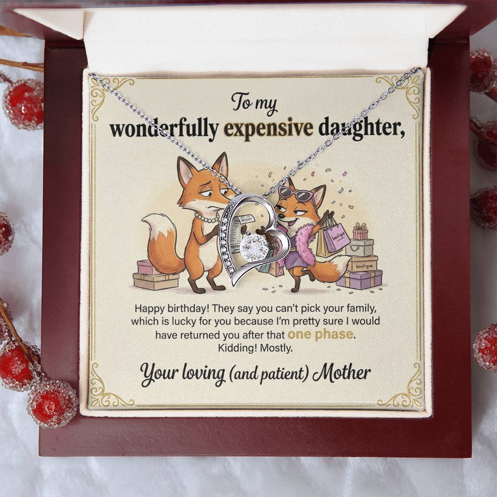 To My Daughter Necklace From Mother, Funny Birthday Gift for Daughter, Gift From Mom, Happy Birthday Daughter - Love Knot Necklace-LKN57856