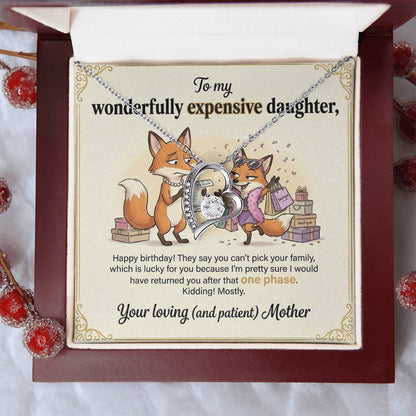 To My Daughter Necklace From Mother, Funny Birthday Gift for Daughter, Gift From Mom, Happy Birthday Daughter - Love Knot Necklace-LKN57856