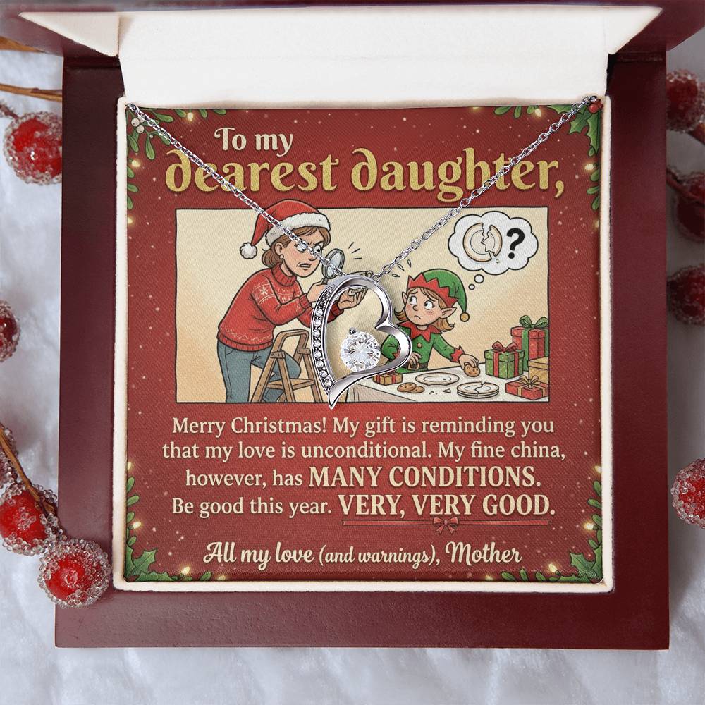 To My Daughter Necklace From Mother, Funny Christmas Gift, Unconditional Love, Holiday Present for Daughter - Love Knot Necklace-LKN99362