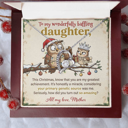 To My Daughter Necklace From Mother, Funny Christmas Gift for an Amazing Daughter, Love Knot Necklace-LKN86018
