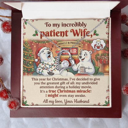 To My Patient Wife Necklace From Husband, Funny Christmas Gift, Holiday Present for Her - Love Knot Necklace-LKN52468