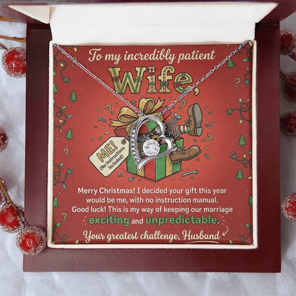 To My Wife Necklace From Husband, Funny Christmas Gift, To My Incredibly Patient Wife, Husband to Wife Present, Love Knot Necklace-LKN55259