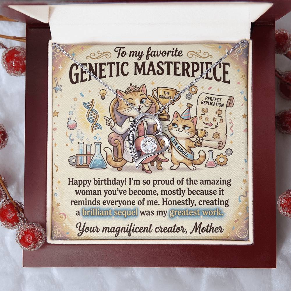 To My Daughter Necklace From Mom - Happy Birthday Gift, Funny Sentimental Gift for Adult Daughter, Genetic Masterpiece - Love Knot Necklace-LKN82560