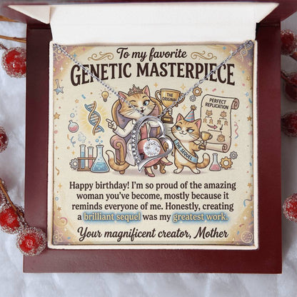 To My Daughter Necklace From Mom - Happy Birthday Gift, Funny Sentimental Gift for Adult Daughter, Genetic Masterpiece - Love Knot Necklace-LKN82560