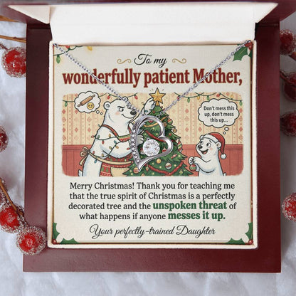 To My Mother Necklace From Daughter, Funny Christmas Gift, Merry Christmas Gift for Mom - Love Knot Necklace-LKN78059