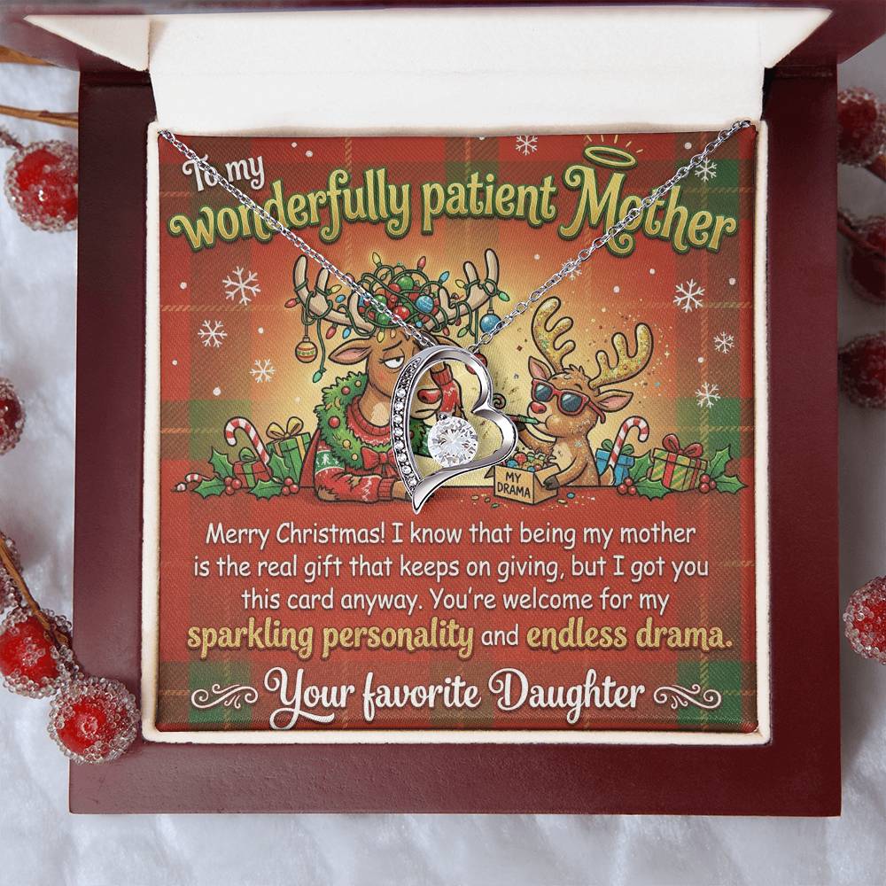 To My Mother Necklace From Daughter, Funny Christmas Gift for Mom, Holiday Jewelry Gift, Endless Drama - Love Knot Necklace-LKN21923