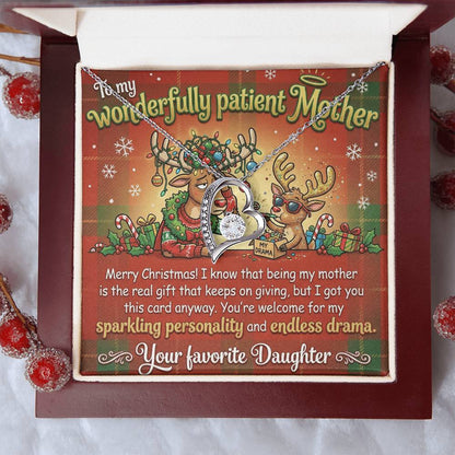 To My Mother Necklace From Daughter, Funny Christmas Gift for Mom, Holiday Jewelry Gift, Endless Drama - Love Knot Necklace-LKN21923