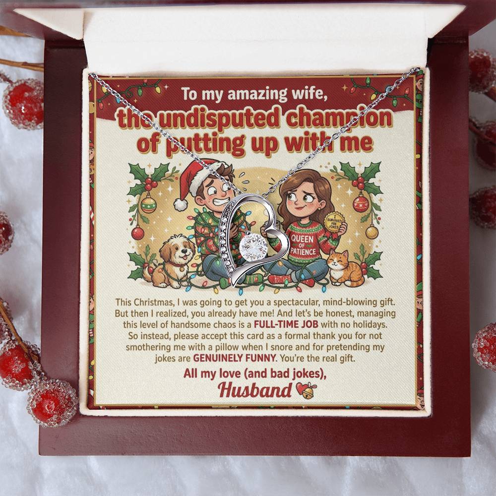 To My Wife Necklace From Husband, Funny Christmas Gift, Holiday Present For Her, Love Knot Necklace-LKN93284