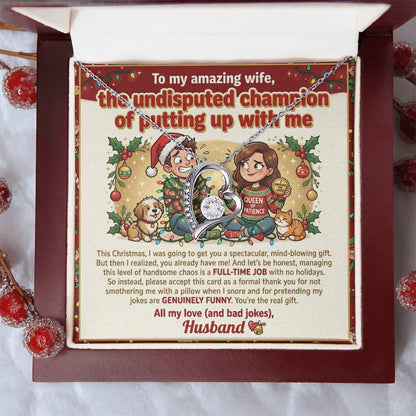 To My Wife Necklace From Husband, Funny Christmas Gift, Holiday Present For Her, Love Knot Necklace-LKN93284