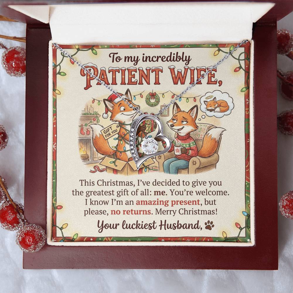 To My Wife Necklace From Husband, Funny Christmas Gift, Holiday Present for Patient Wife - Love Knot Necklace-LKN18034