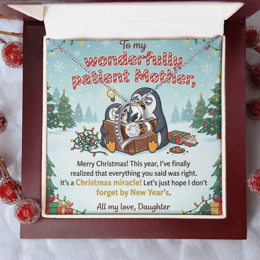 To My Mother Necklace From Daughter, Funny Christmas Gift for Mom, Mom Birthday Gift, Love Knot Necklace-LKN83182