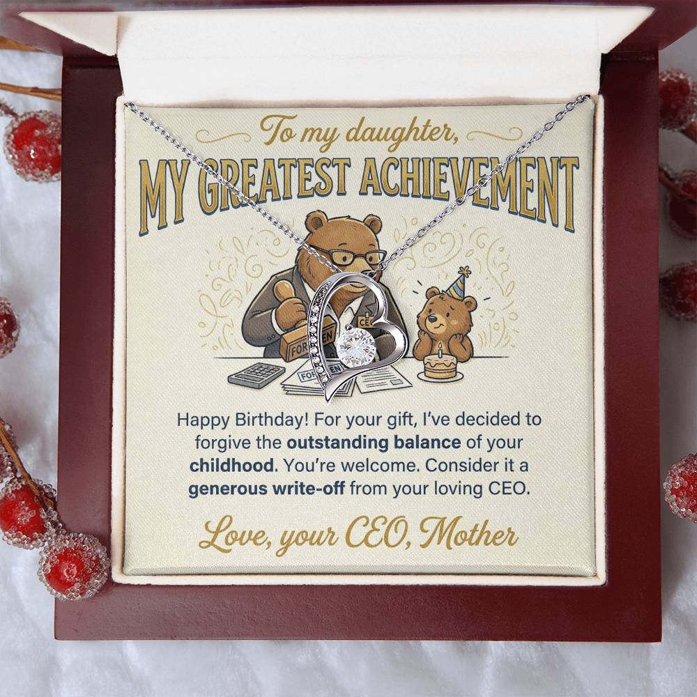 To My Daughter Necklace From Mother, Funny Birthday Gift, My Greatest Achievement, Love Knot Necklace-LKN25596