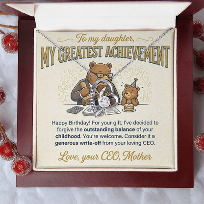 To My Daughter Necklace From Mother, Funny Birthday Gift, My Greatest Achievement, Love Knot Necklace-LKN25596