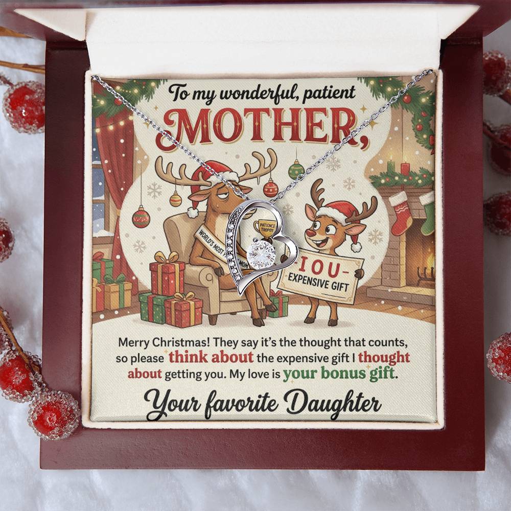 To My Mother Necklace From Daughter, Funny Christmas Gift For Mom, Birthday Present, Mother Daughter Gift, Love Knot Necklace-LKN13045