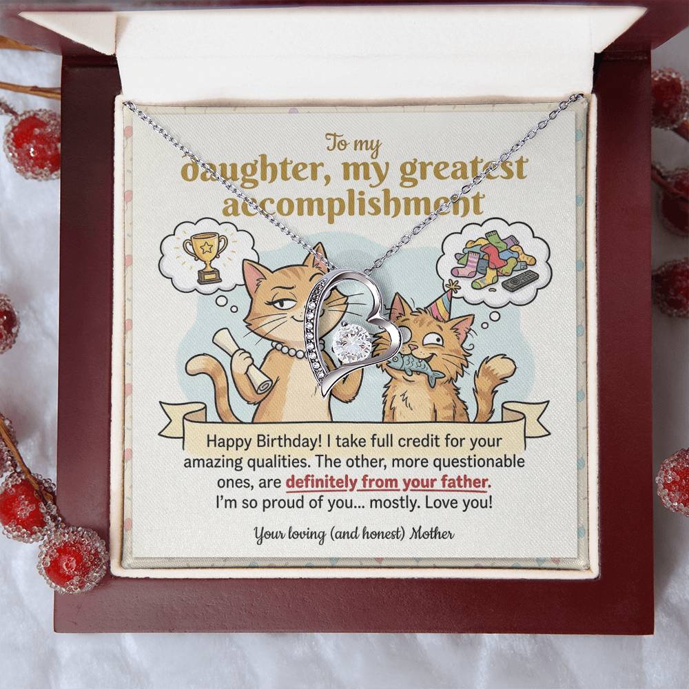 To My Daughter Necklace From Mother, Happy Birthday Gift, Gift For Daughter From Mom, Mother Daughter Present, Love Knot Necklace-LKN54153