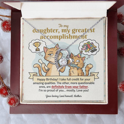 To My Daughter Necklace From Mother, Happy Birthday Gift, Gift For Daughter From Mom, Mother Daughter Present, Love Knot Necklace-LKN54153