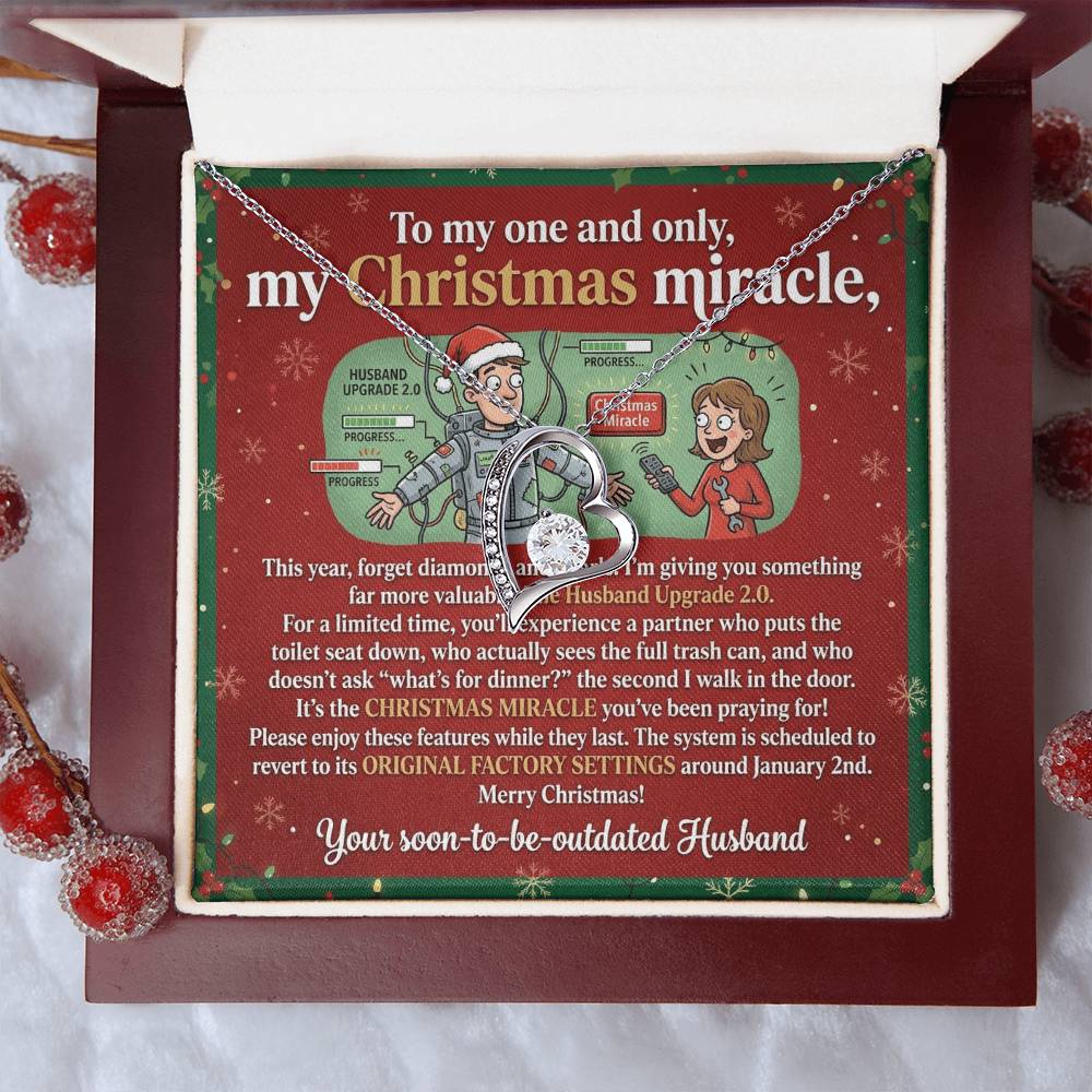 To My Wife Necklace From Husband, Funny Christmas Gift, Holiday Present for My One and Only, Christmas Miracle - Love Knot Necklace-LKN96385