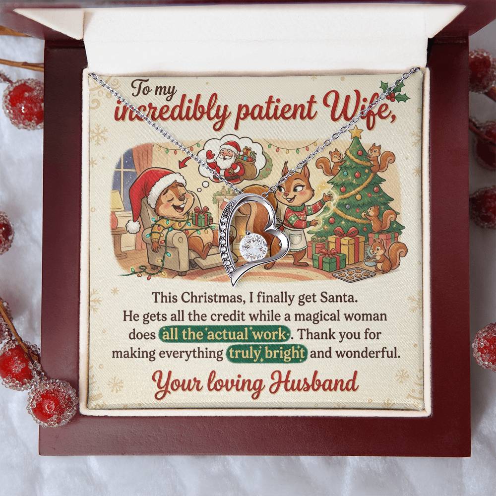 To My Wife Necklace From Husband, Funny Christmas Gift For Her, Xmas Present, Holiday Gift For Wife, Love Knot Necklace-LKN80474