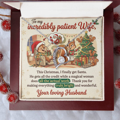 To My Wife Necklace From Husband, Funny Christmas Gift For Her, Xmas Present, Holiday Gift For Wife, Love Knot Necklace-LKN80474