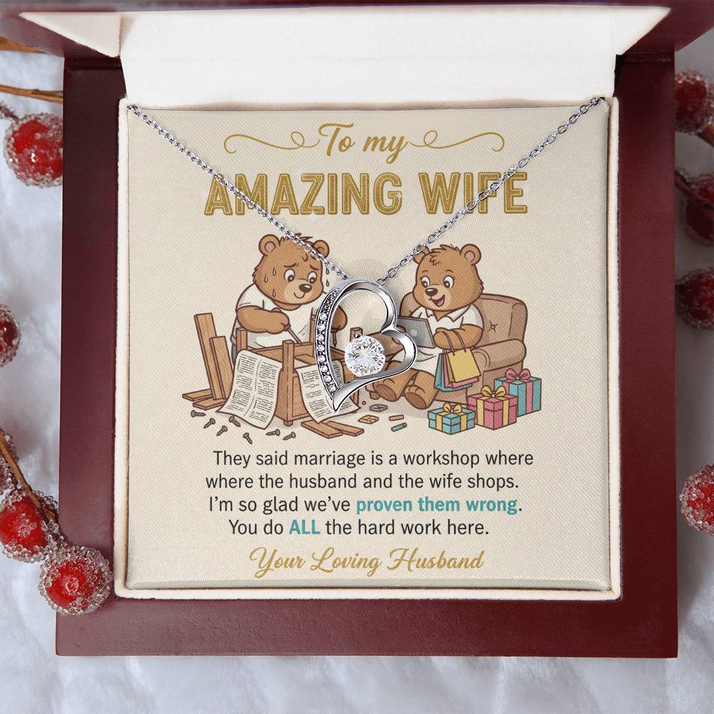 To My Wife Necklace From Husband, Funny Anniversary Gift, Birthday Gift Idea for Her, You Do All The Hard Work, Love Knot Necklace-LKN86738
