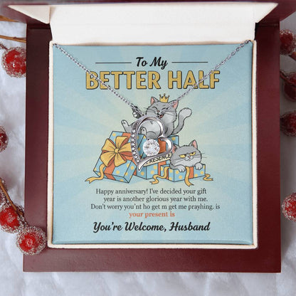 To My Husband Necklace From Wife, Funny Anniversary Gift for Him, Better Half Birthday Card - Love Knot Necklace-LKN85546