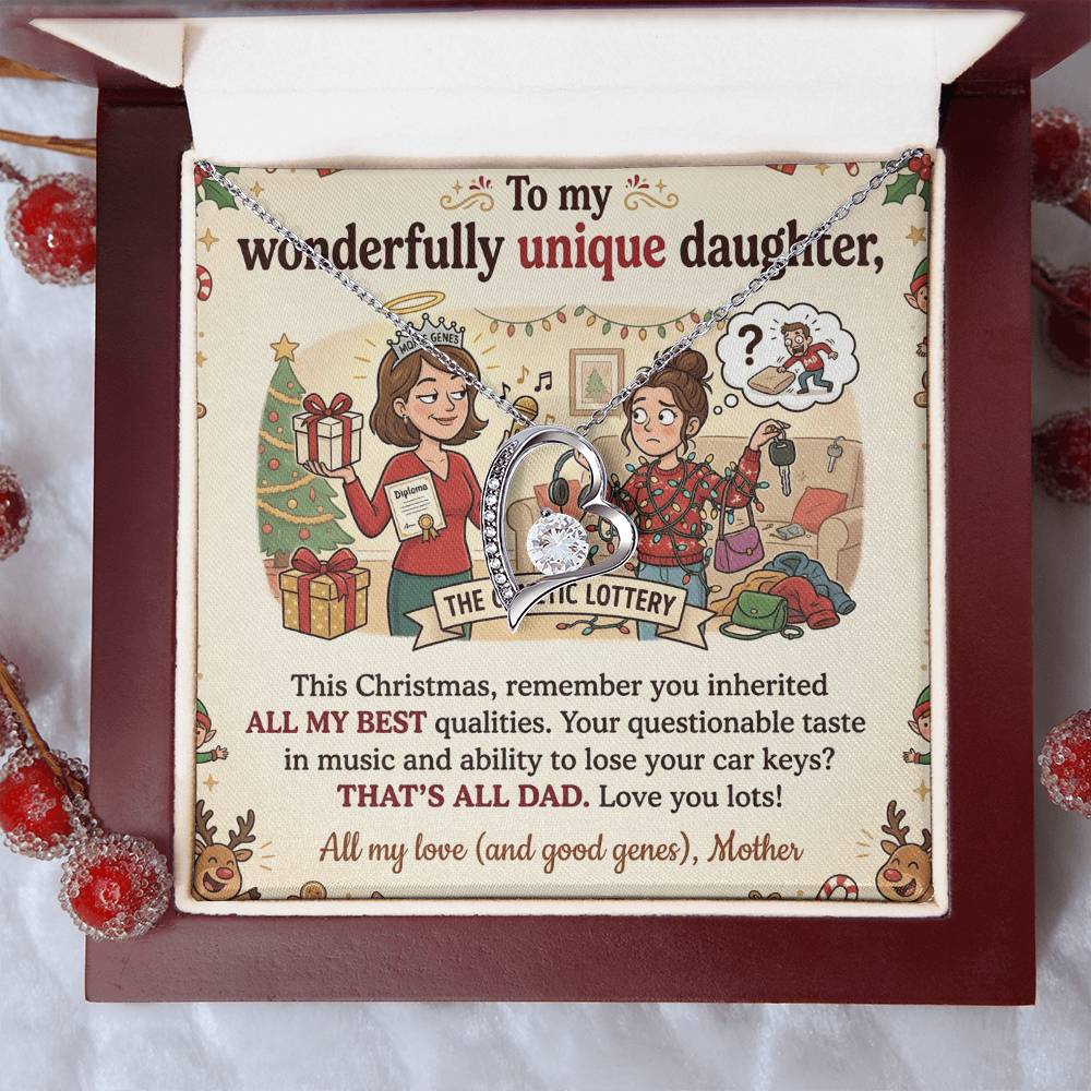 To My Daughter Necklace From Mother, Funny Christmas Gift For Daughter From Mom, Unique Birthday Gift - Love Knot Necklace-LKN19665