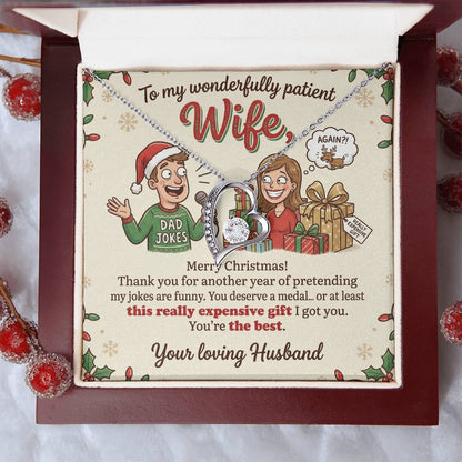 To My Wife Necklace From Husband, Funny Merry Christmas Gift, Sentimental Jewelry For Her, Love Knot Necklace-LKN19414