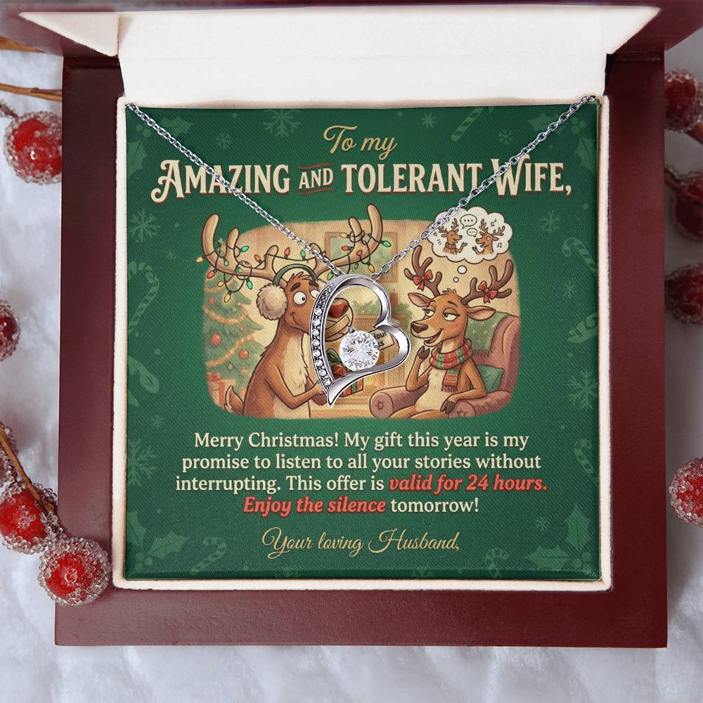 To My Wife Necklace From Husband, Funny Christmas Gift, Holiday Present for Her, Amazing Wife Gift - Love Knot Necklace-LKN39938