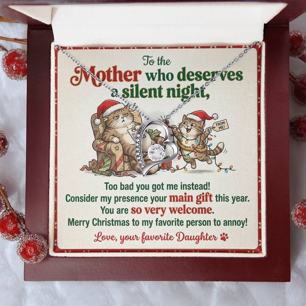 To My Mother Necklace From Daughter, Funny Christmas Gift for Mom, Mom Birthday Gift From Annoying Daughter - Love Knot Necklace-LKN58963