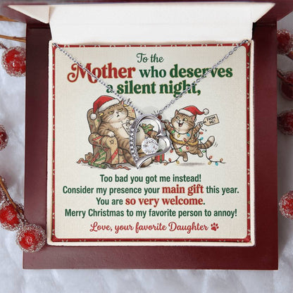 To My Mother Necklace From Daughter, Funny Christmas Gift for Mom, Mom Birthday Gift From Annoying Daughter - Love Knot Necklace-LKN58963