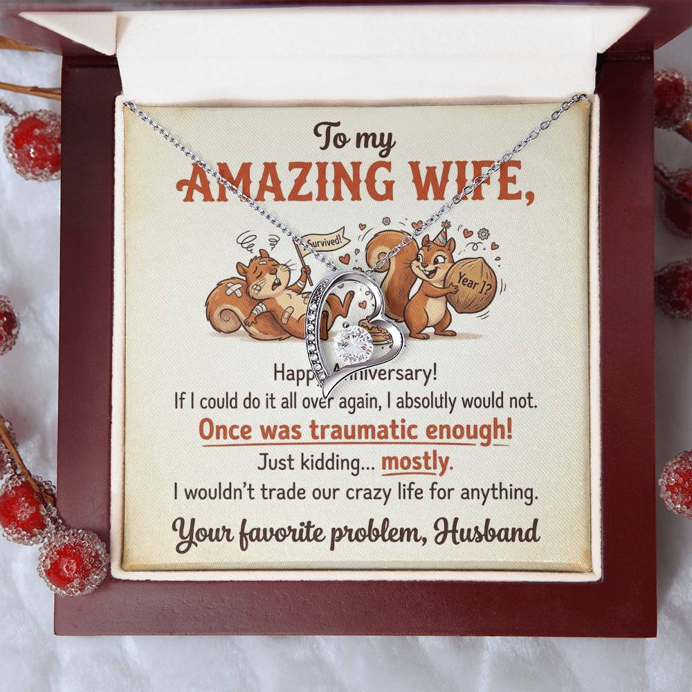 To My Wife Necklace From Husband, Funny Anniversary Gift For Her, Humorous Marriage Present, Love Knot Necklace-LKN60338