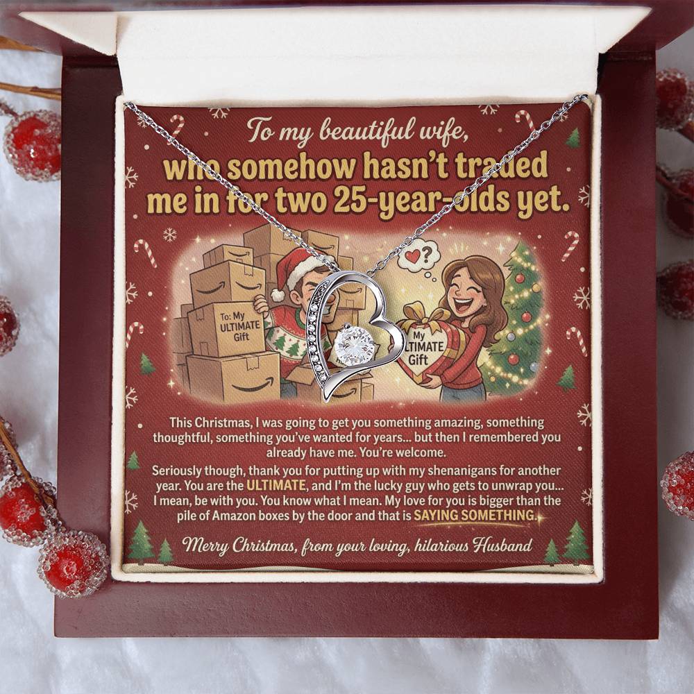 To My Wife Necklace From Husband, Funny Christmas Gift, Wife Birthday Gift, Romantic Anniversary Present - Love Knot Necklace-LKN54175