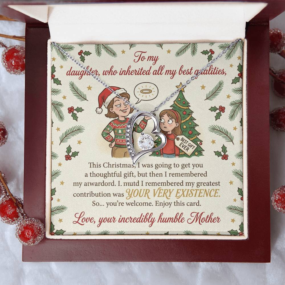 To My Daughter Necklace From Mother, Funny Christmas Gift, Holiday Gift For Daughter, Mother Daughter Gift - Love Knot Necklace-LKN92225