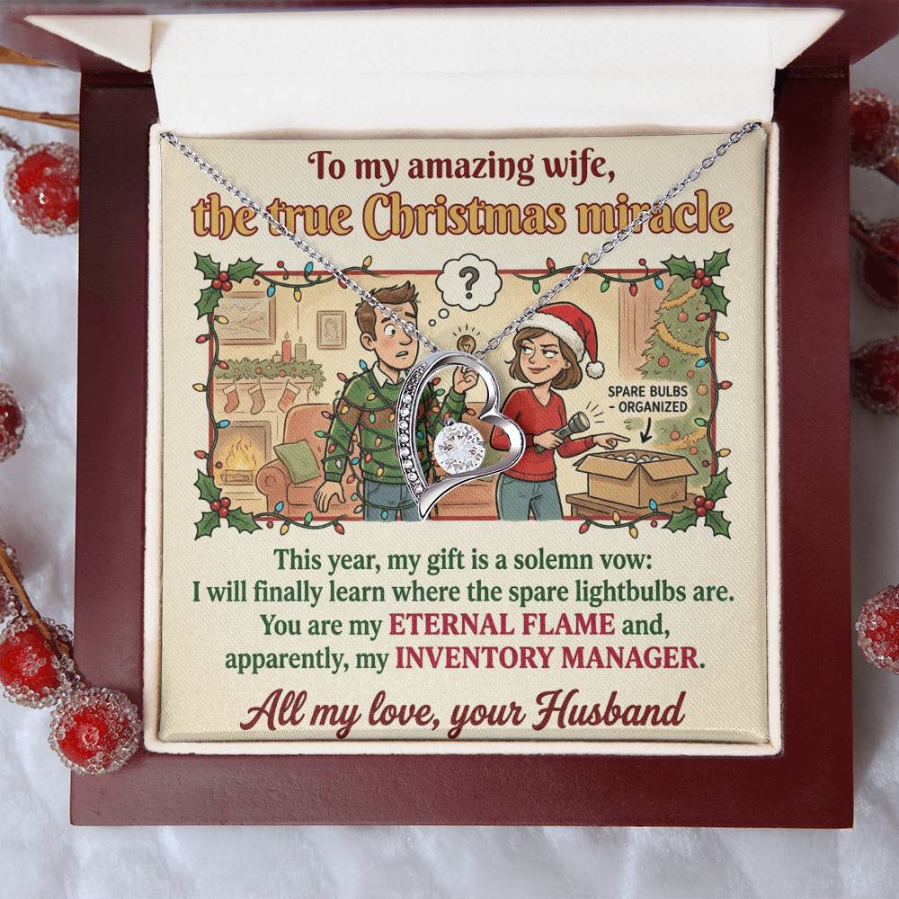 To My Wife Necklace From Husband, Funny Christmas Gift for Her, Holiday Present, Eternal Flame - Love Knot Necklace-LKN21365