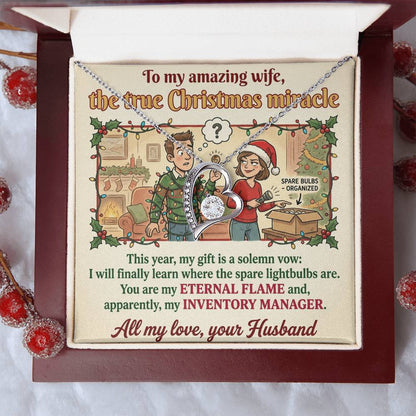 To My Wife Necklace From Husband, Funny Christmas Gift for Her, Holiday Present, Eternal Flame - Love Knot Necklace-LKN21365