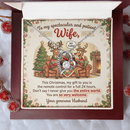 To My Wife Necklace From Husband, Funny Christmas Gift, Holiday Present For Her - Love Knot Necklace-LKN43976