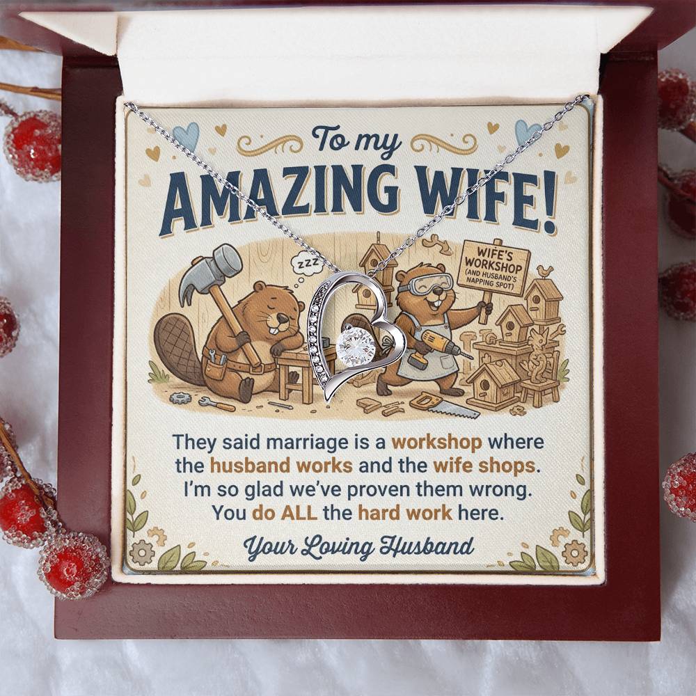 To My Wife Necklace From Husband, Funny Anniversary Gift for Her, Wife Birthday Gift - Love Knot Necklace-LKN49192