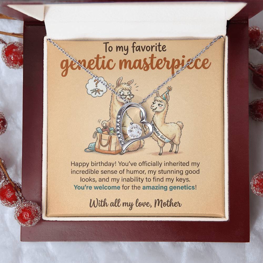 To My Genetic Masterpiece Necklace From Mother, Funny Birthday Gift For Daughter, Unique Gift From Mom - Love Knot Necklace-LKN14332