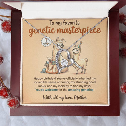 To My Genetic Masterpiece Necklace From Mother, Funny Birthday Gift For Daughter, Unique Gift From Mom - Love Knot Necklace-LKN14332