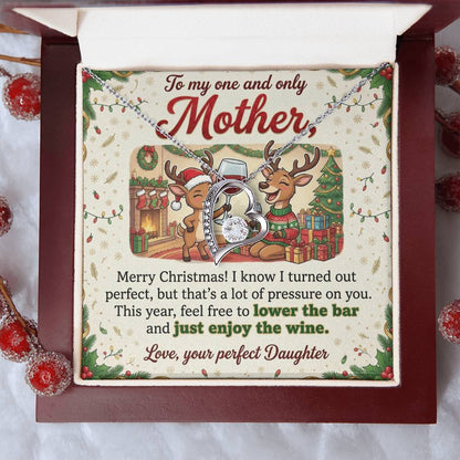 To My Mother Necklace From Daughter, Merry Christmas Gift for Mom, Funny Holiday Gift - Love Knot Necklace-LKN93856