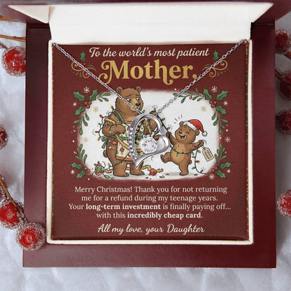 To My Mother Necklace From Daughter, Funny Christmas Gift for Mom, Mother Daughter Jewelry - Love Knot Necklace-LKN38433