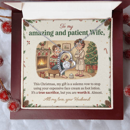 To My Wife Necklace From Husband, Funny Christmas Gift, Holiday Present for Her, Wife Christmas Gift - Love Knot Necklace-LKN97078